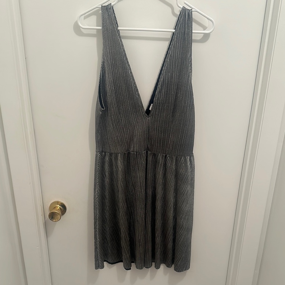 Metallic Silver Sleeveless Dress